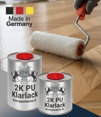 2K PU Klarlack Holzlack PUR Lack Treppenlack Parkettlack Seidenglänzend/Matt W726 1,5 - 7,5Kg - WO - WE.SHOP