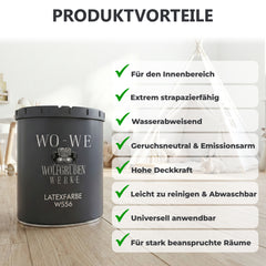 Latexfarbe Abwaschbare Wandfarbe Küchenwandfarbe Seidenmatt W556 Weiß 5-20L