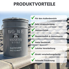 Dachfarbe MATT Dachbeschichtung Dachsanierung Dachziegel Sockelfarbe W510 0,75-20L